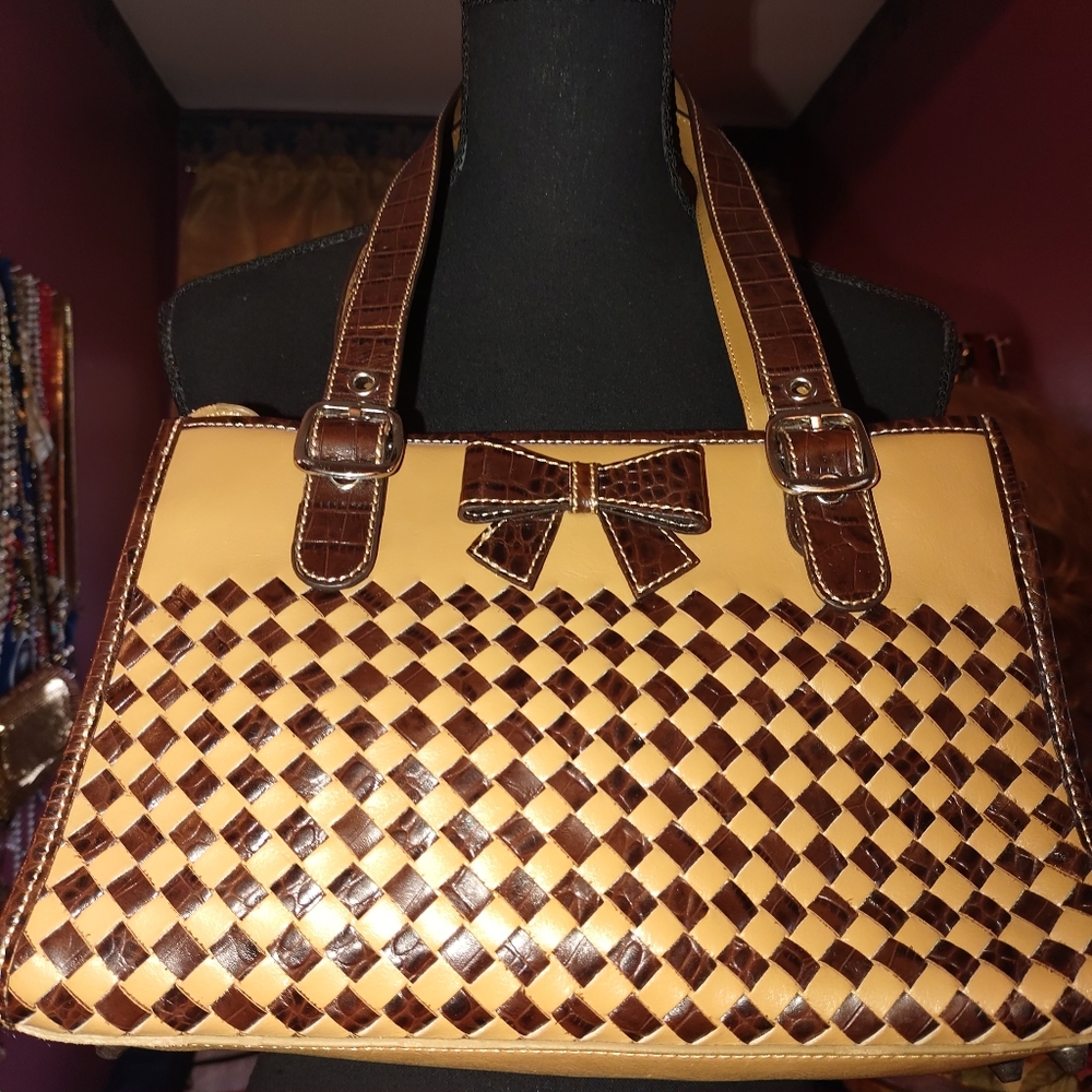 Sharif Studio Brown Woven Leather Purse